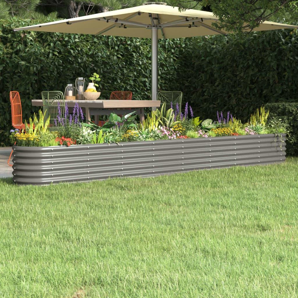 Garden Raised Bed Galvanised Steel 332x40x36 cm Grey
