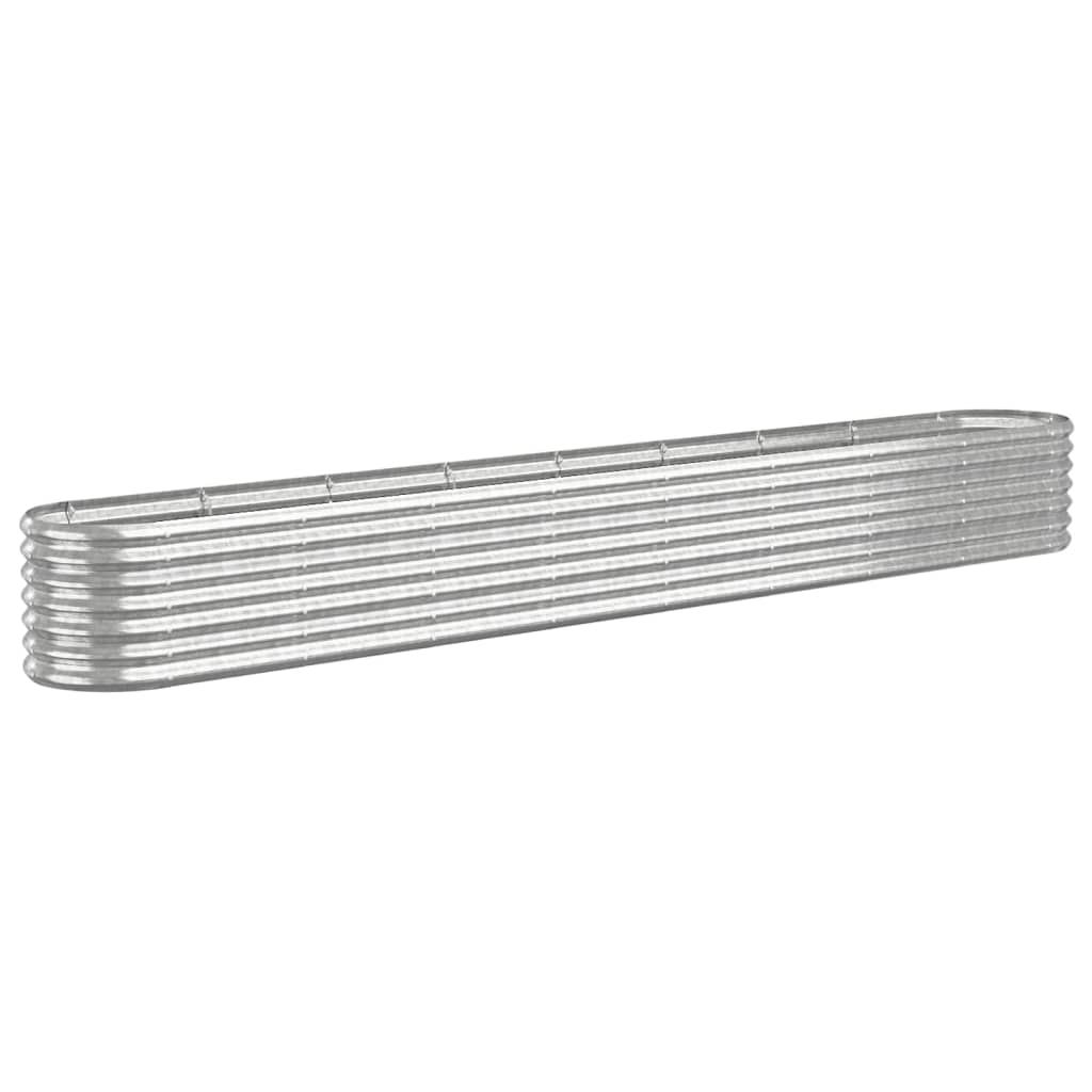 Garden Raised Bed Galvanised Steel 332x40x36 cm Silver