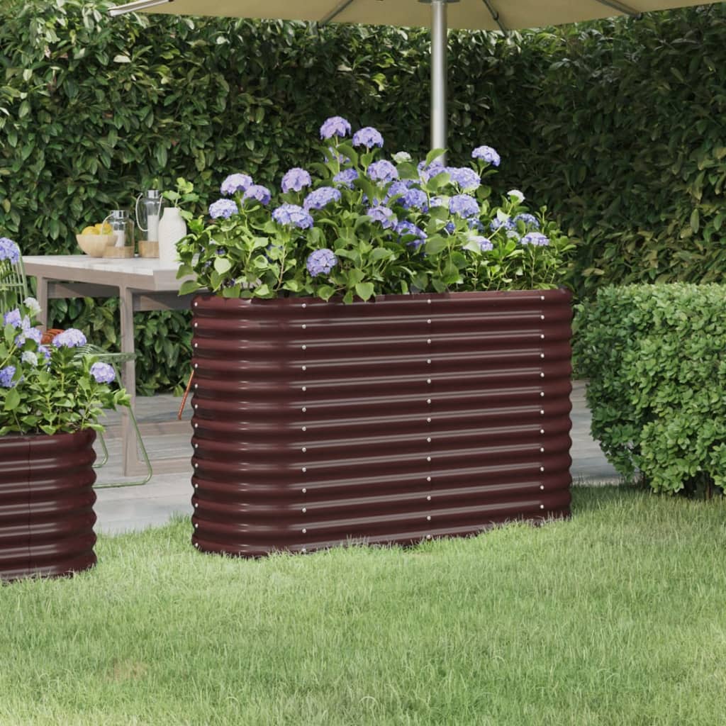 Garden Raised Bed Galvanised Steel 114x40x68 cm Brown