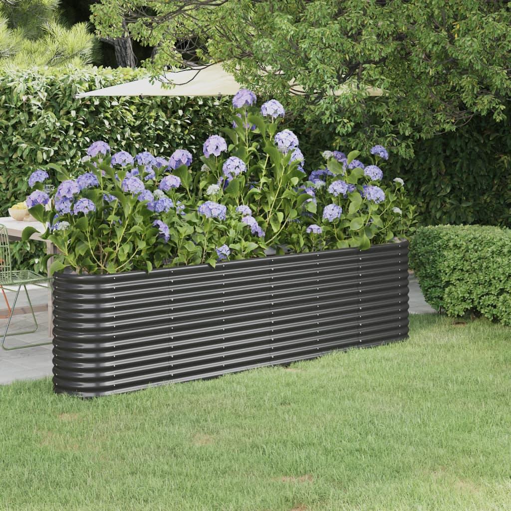 Garden Raised Bed Powder-Coated Steel 260x40x68 cm Anthracite