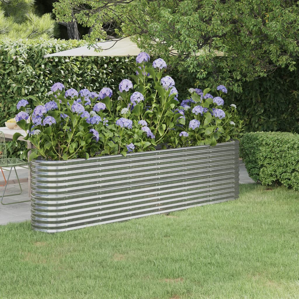 Garden Raised Bed Galvanised Steel 260x40x68 cm Silver