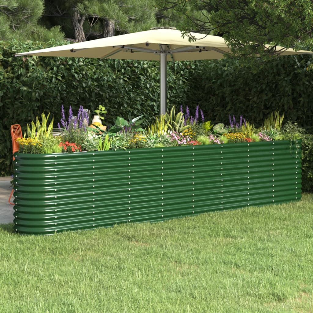 Garden Raised Bed Galvanised Steel 332x40x68 cm Green