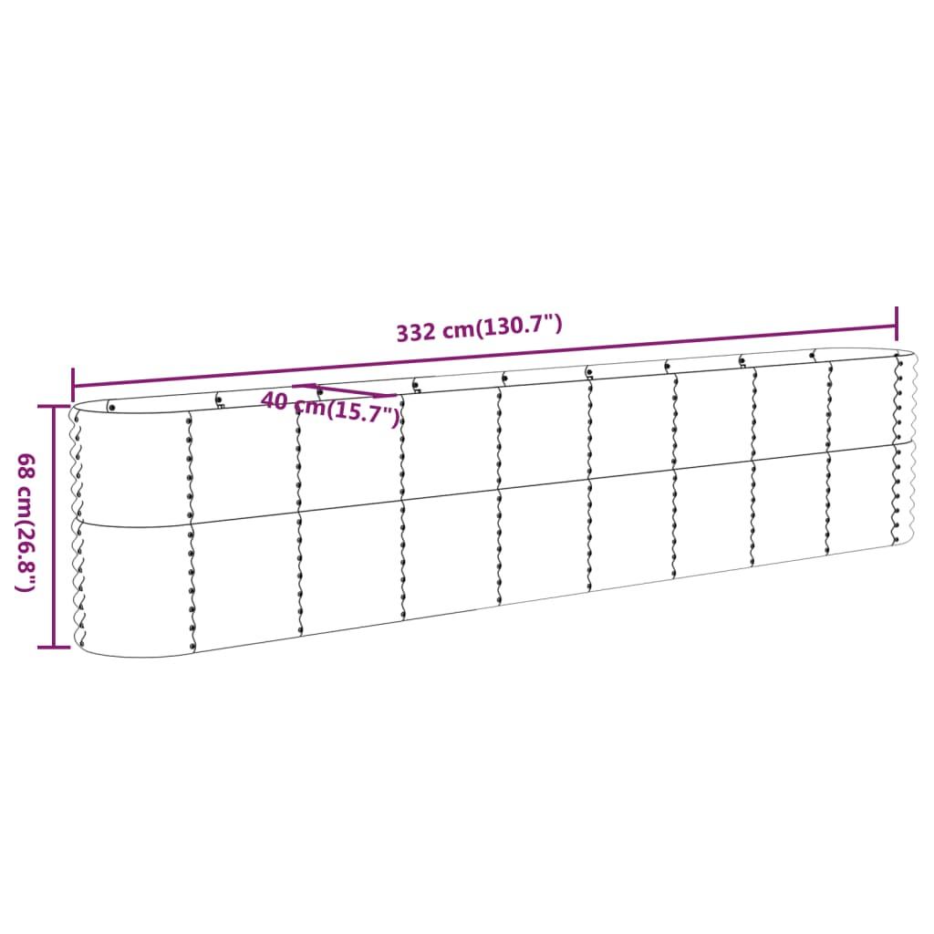 Garden Raised Bed Galvanised Steel 332x40x68 cm Grey