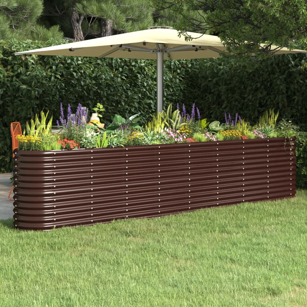 Garden Raised Bed Galvanised Steel 332x40x68 cm Brown