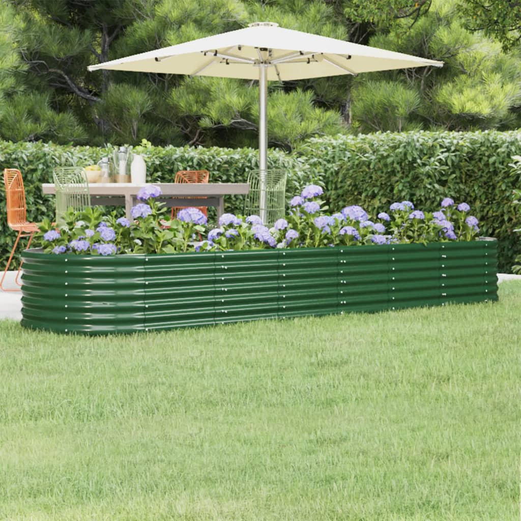 Garden Raised Bed Galvanised Steel 296x80x36 cm Green