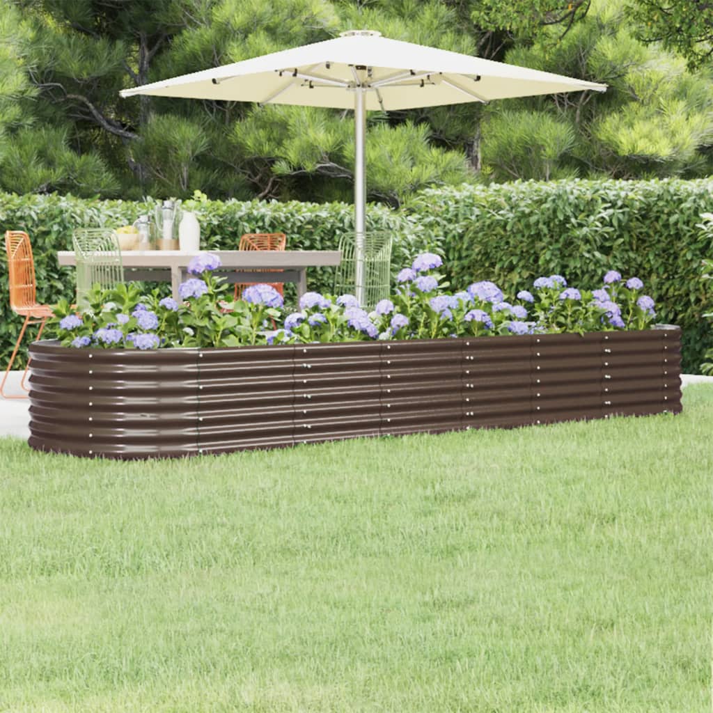 Garden Raised Bed Galvanised Steel 296x80x36 cm Brown