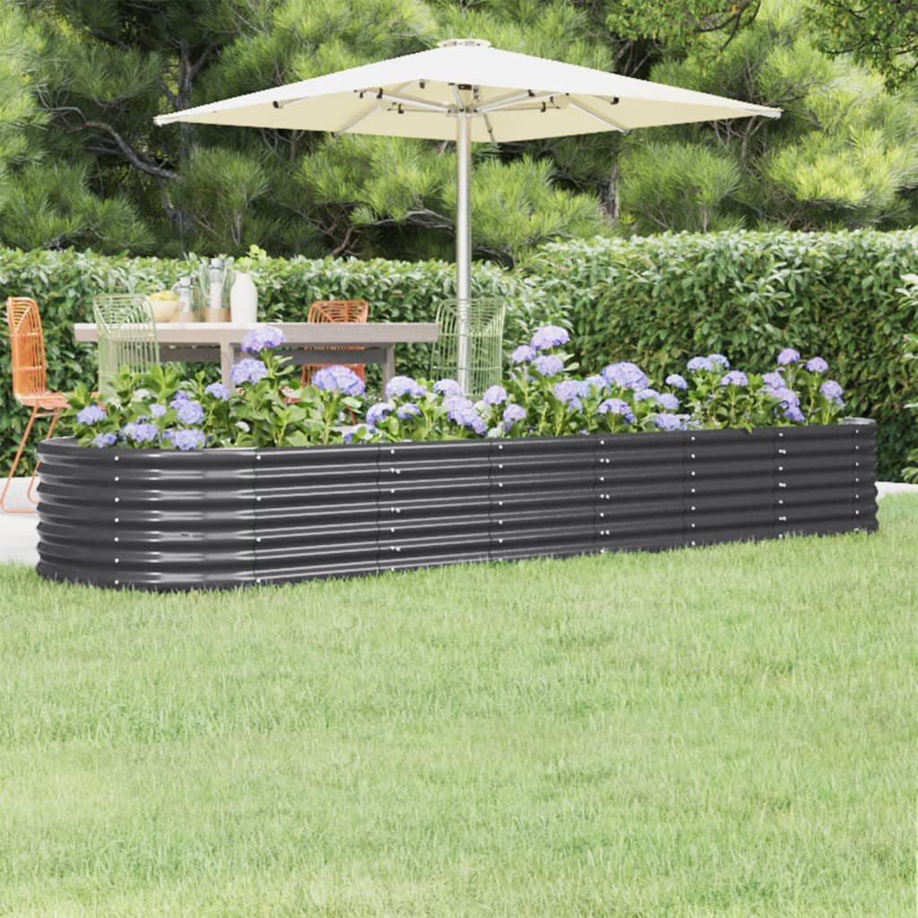 Garden Raised Bed Powder-coated Steel 296x80x36 cm Anthracite