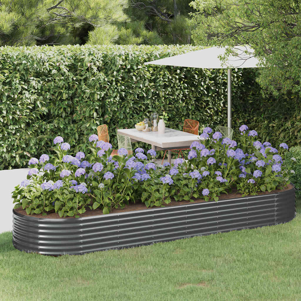Garden Raised Bed Galvanised Steel 322x100x36 cm Anthracite