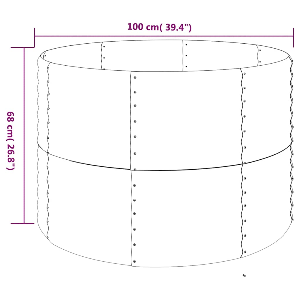 Garden Raised Bed Galvanised Steel 100x100x68 cm Brown
