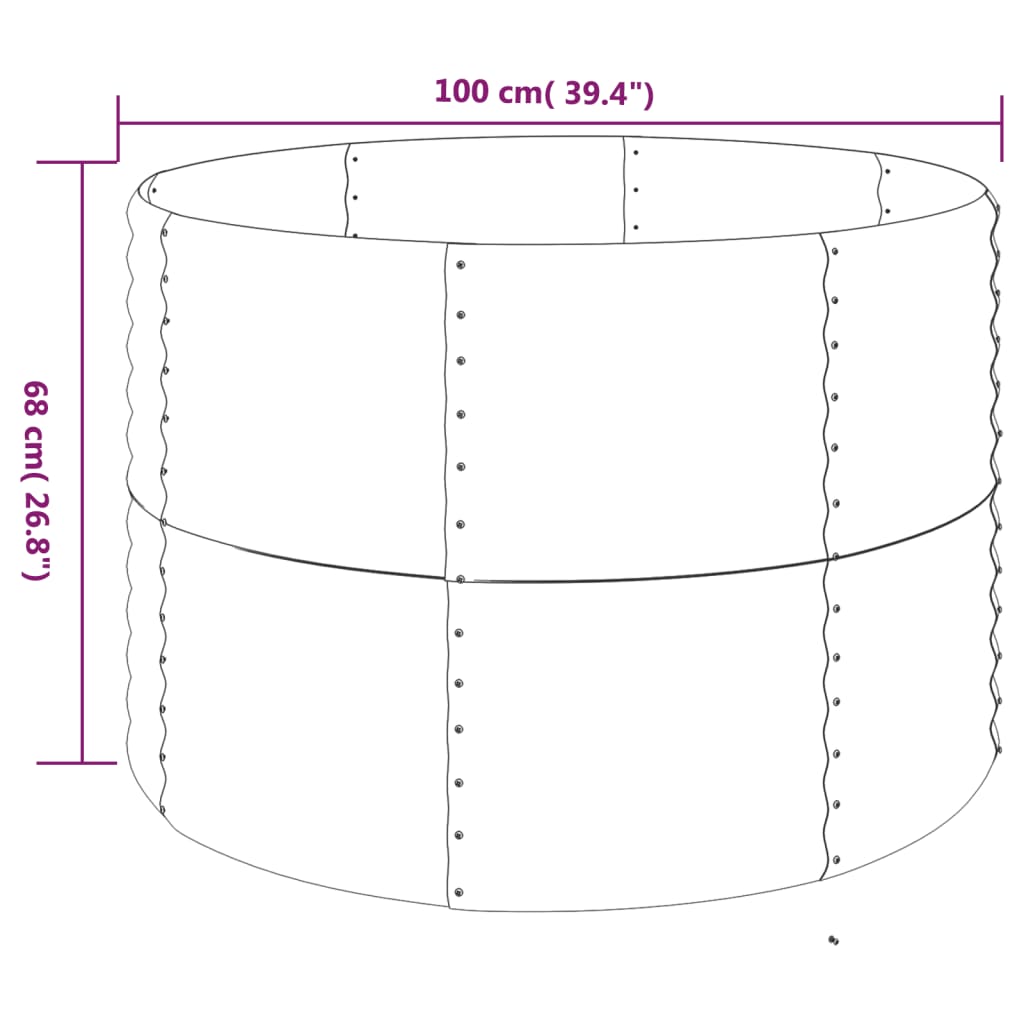 Garden Raised Bed Galvanised Steel 100x100x68 cm Anthracite