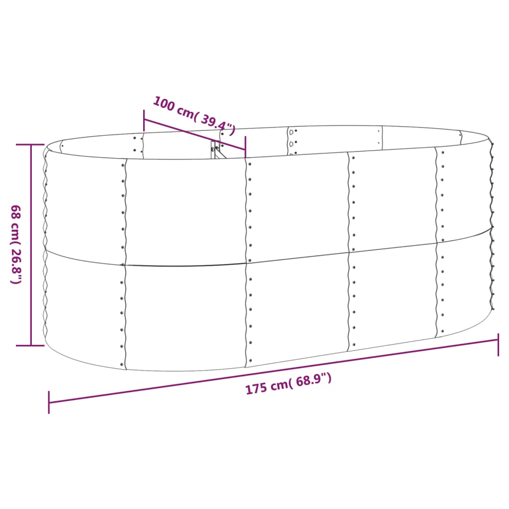 Garden Raised Bed Galvanised Steel 175x100x68 cm Silver