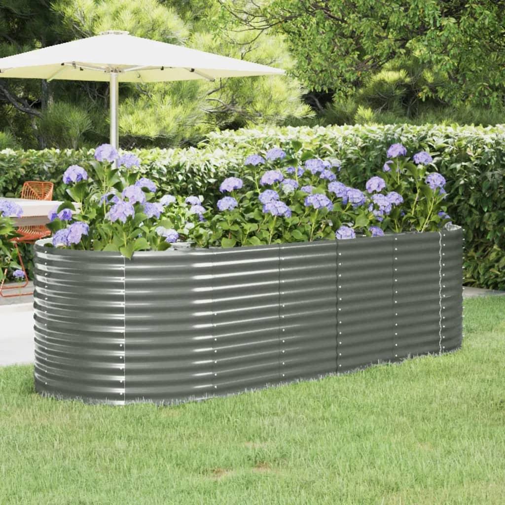 Garden Raised Bed Powder-Coated Steel 249x100x68 cm Grey