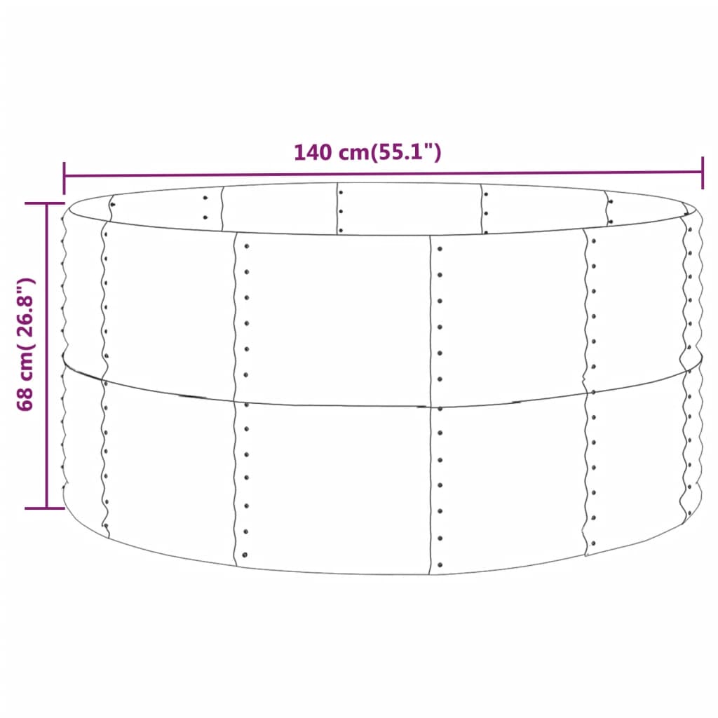 Garden Raised Bed Grey 140x140x68 cm Galvanised Steel
