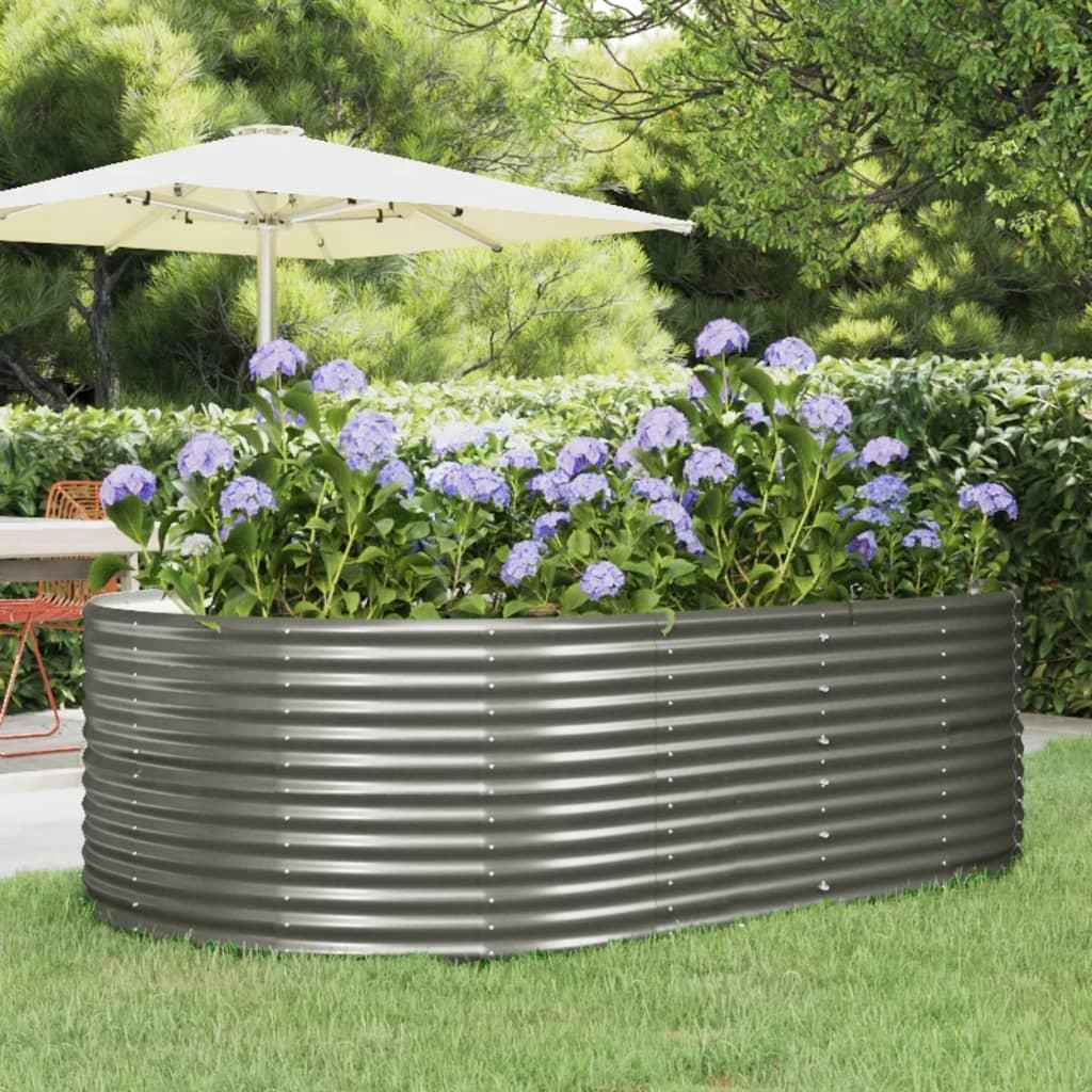 Garden Raised Bed Grey 212x140x68 cm Galvanised Steel