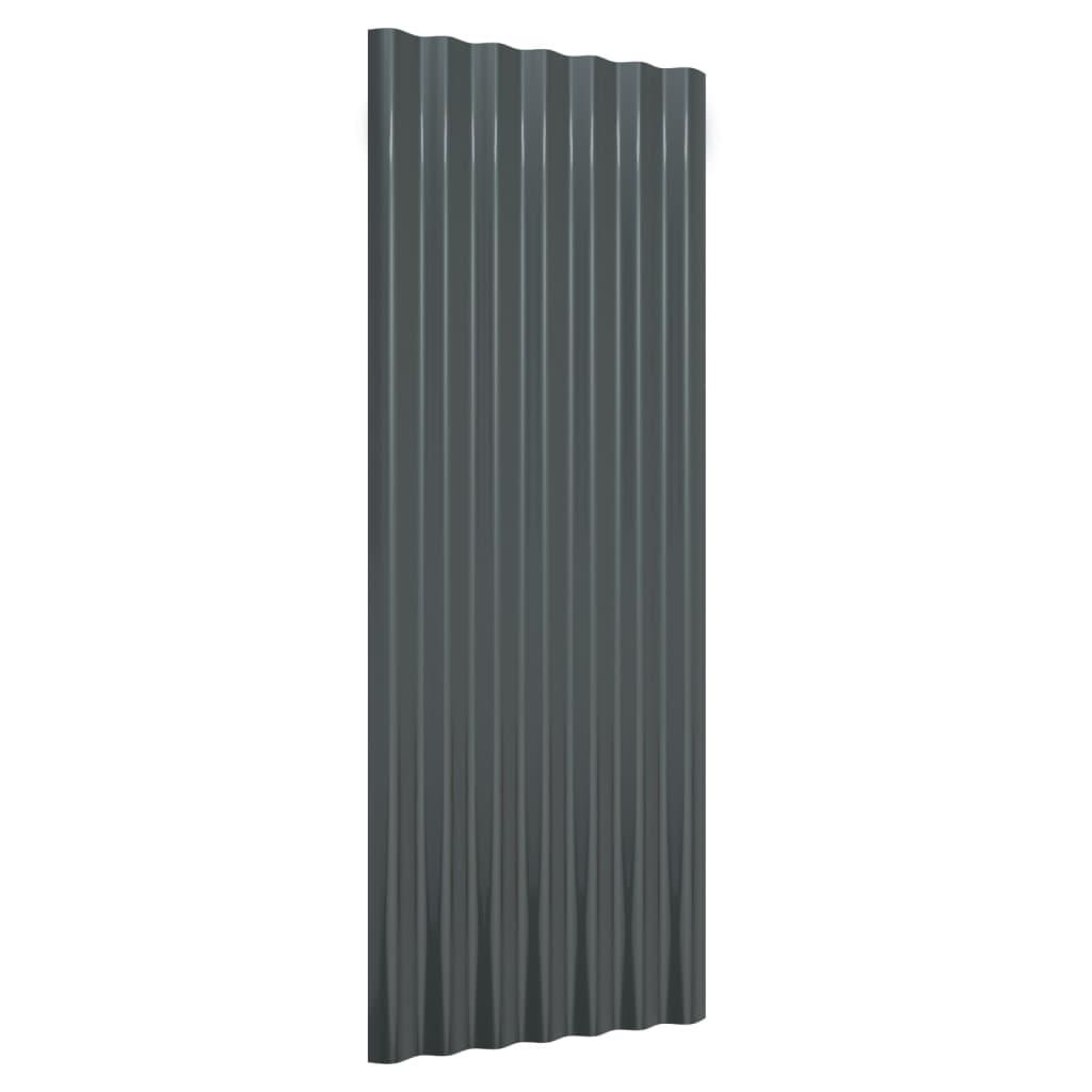 Roof Panels 12 pcs Galvanised Steel Anthracite 100x36 cm