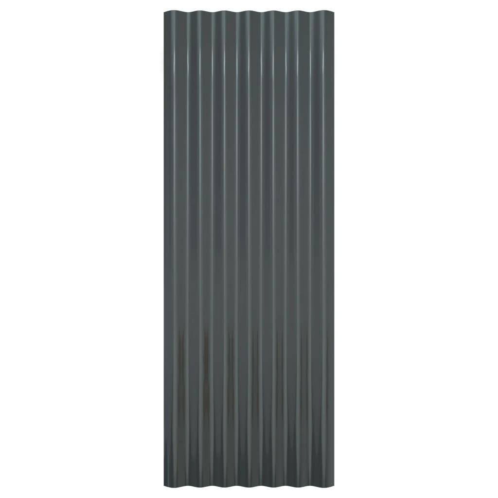 Roof Panels 12 pcs Galvanised Steel Anthracite 100x36 cm