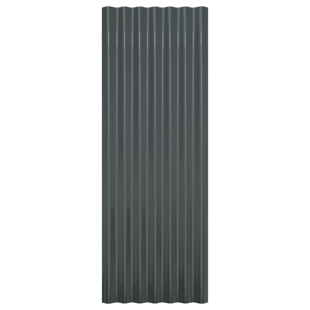 Roof Panels 12 pcs Powder-coated Steel Anthracite 100x36 cm