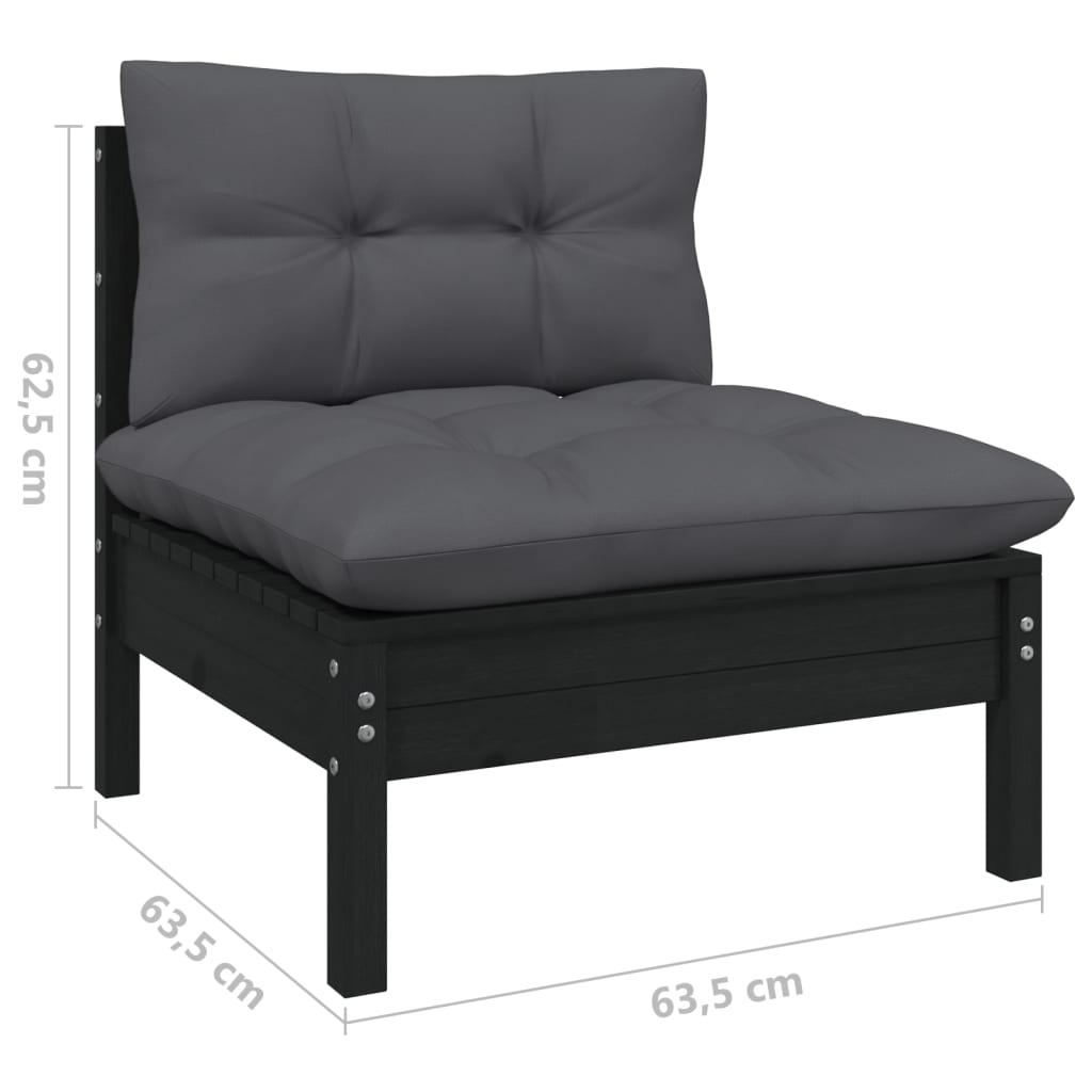 9 Piece Garden Lounge Set with Anthracite Cushions Pinewood