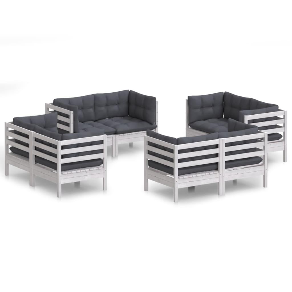 8 Piece Garden Lounge Set with Anthracite Cushions Pinewood