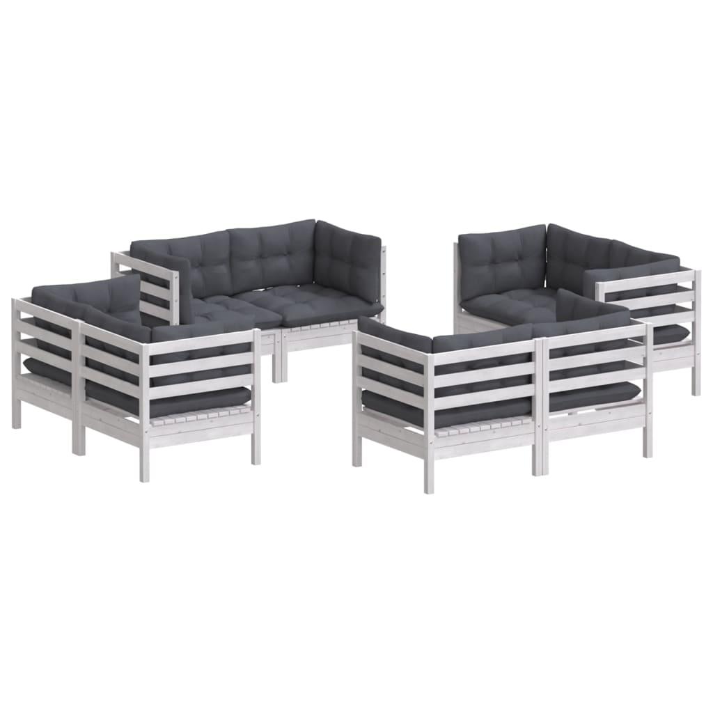 8 Piece Garden Lounge Set with Anthracite Cushions Pinewood