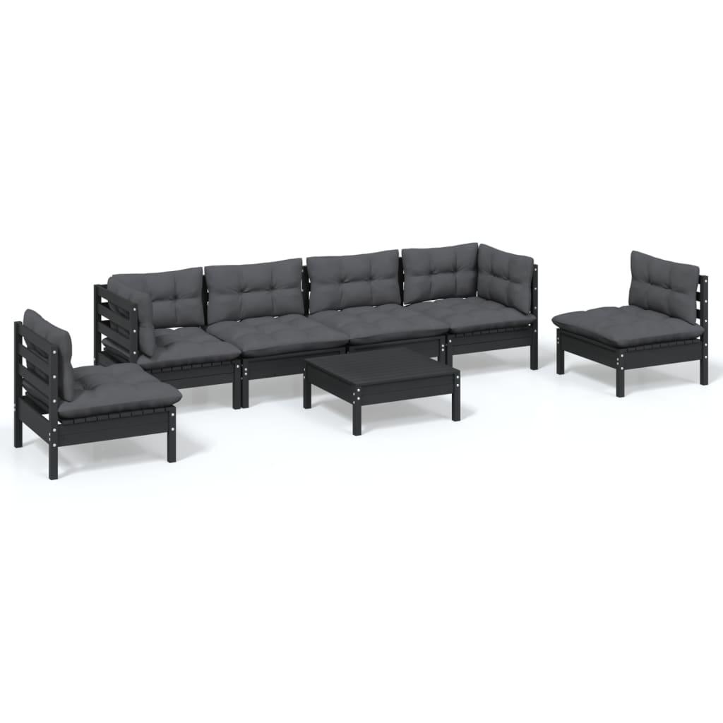 7 Piece Garden Lounge Set with Cushions Solid Pinewood