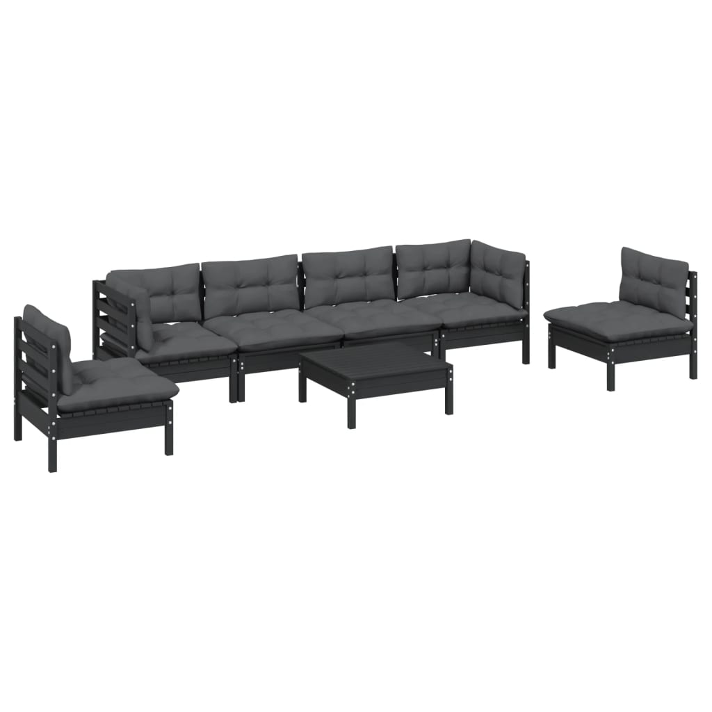 7 Piece Garden Lounge Set with Cushions Solid Pinewood