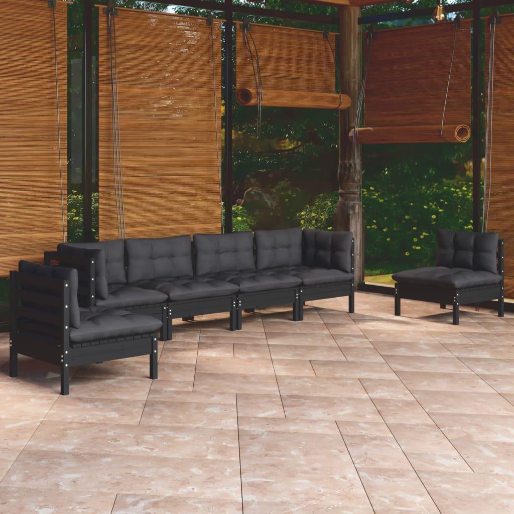 7 Piece Garden Lounge Set with Cushions Solid Pinewood