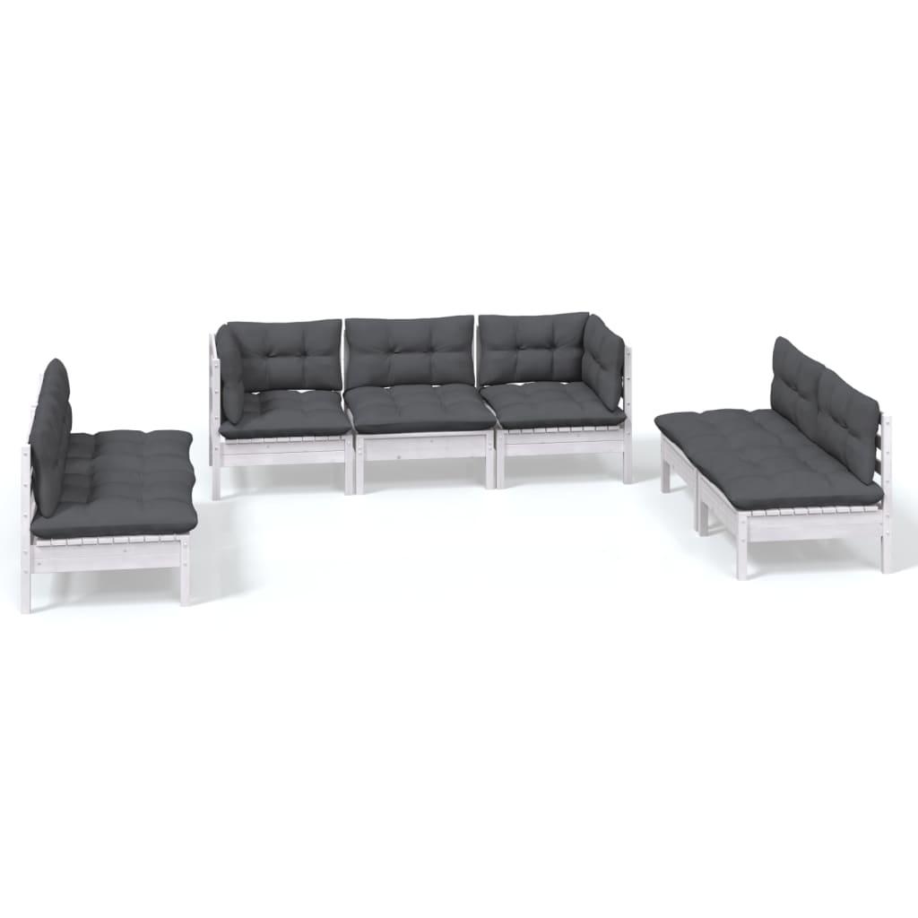 7 Piece Garden Lounge Set with Cushions Solid Pinewood