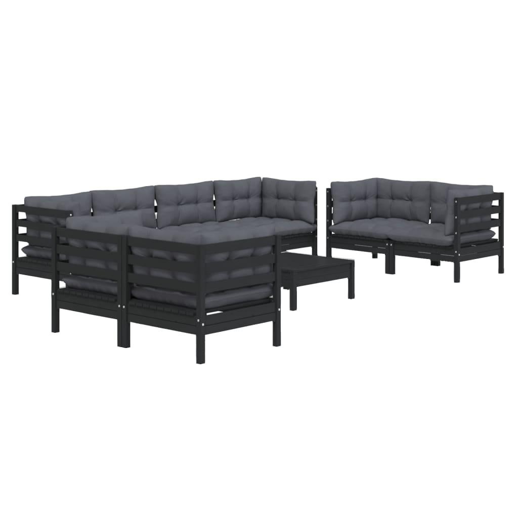 9 Piece Garden Lounge Set with Cushions Solid Pinewood