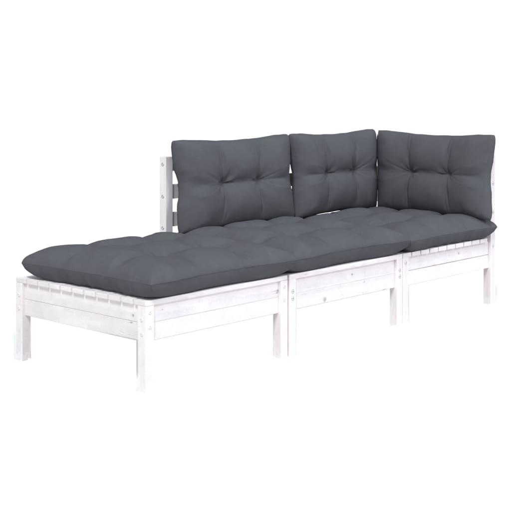 3 Piece Garden Lounge Set with Cushions Solid Wood Pine