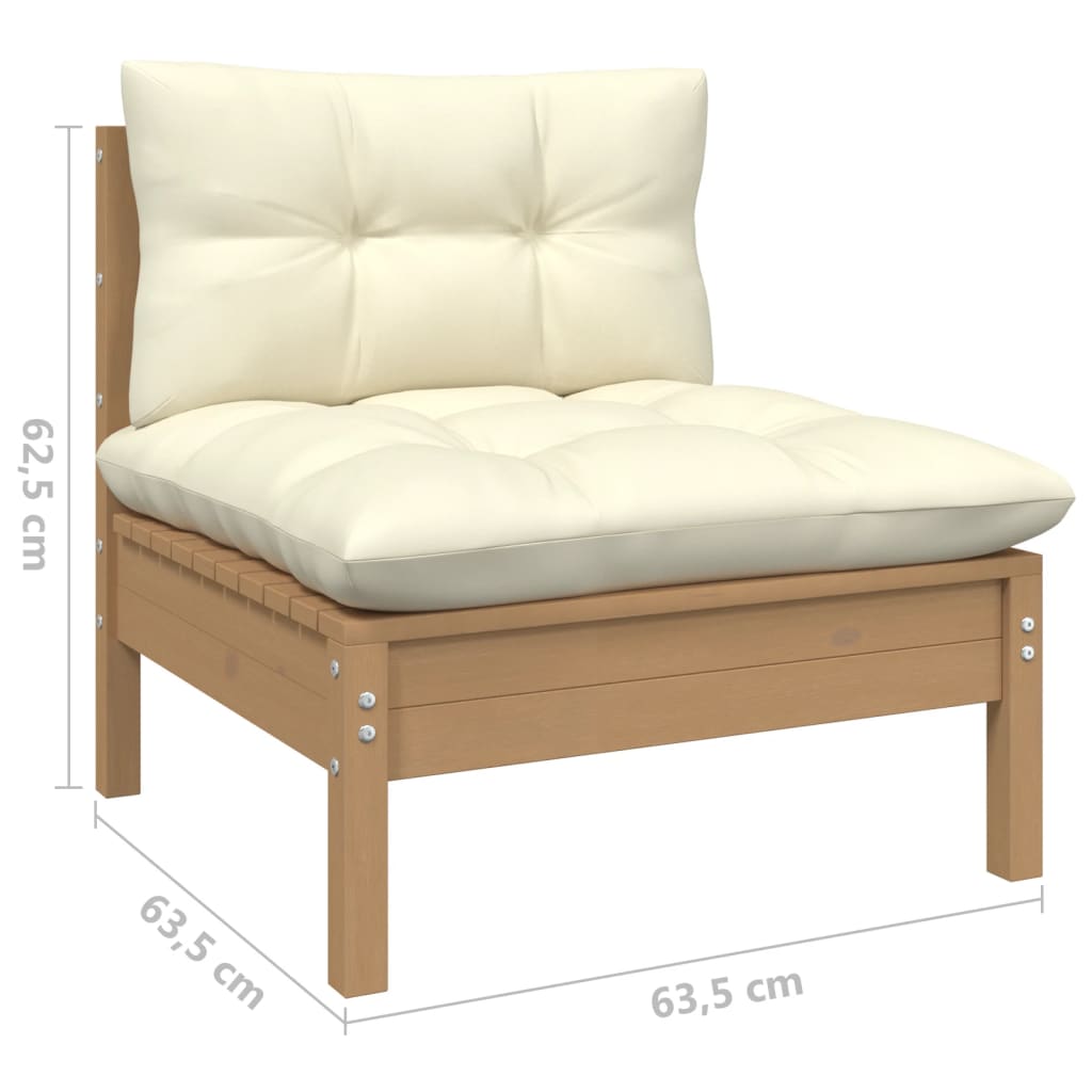 3 Piece Garden Lounge Set with Cushions Solid Wood Pine
