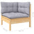 4 Piece Garden Lounge Set with Grey Cushions Pinewood