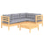 5 Piece Garden Lounge Set with Grey Cushions Pinewood