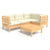 5 Piece Garden Lounge Set with Cream Cushions Pinewood