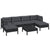 7 Piece Garden Lounge Set with Cushions Black Pinewood