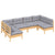6 Piece Garden Lounge Set with Grey Cushions Solid Pinewood