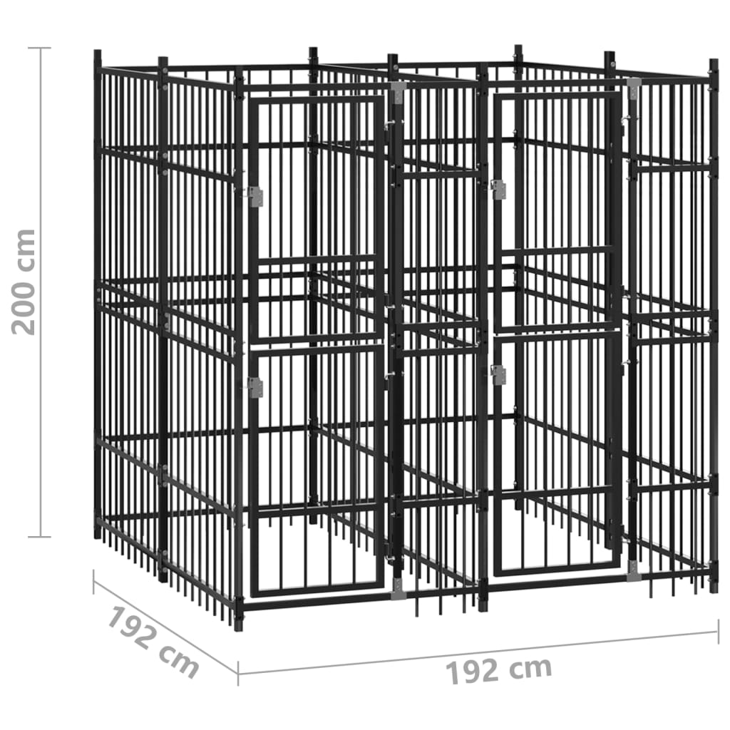 Outdoor Dog Kennel Steel 3.69 m²