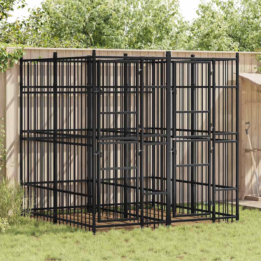 Outdoor Dog Kennel Steel 3.69 m²