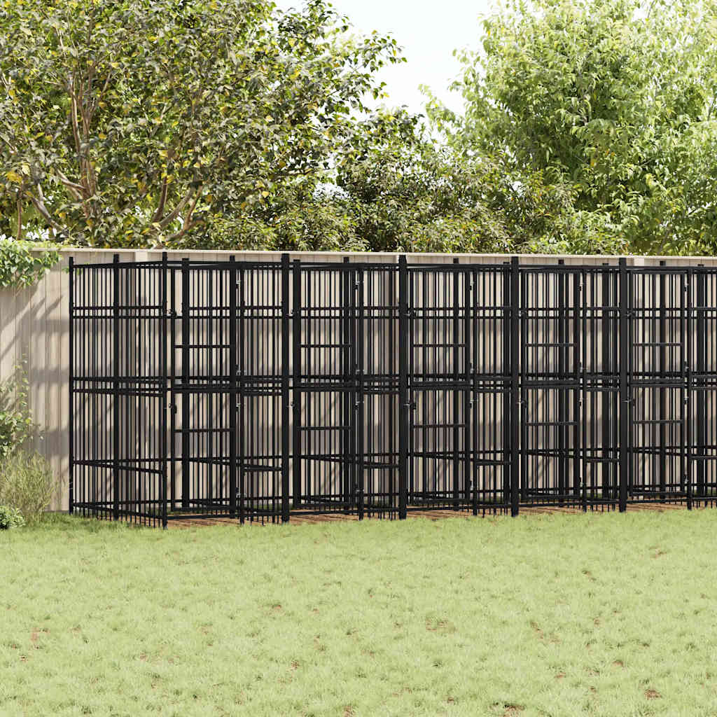 Outdoor Dog Kennel Steel 16.59 m²
