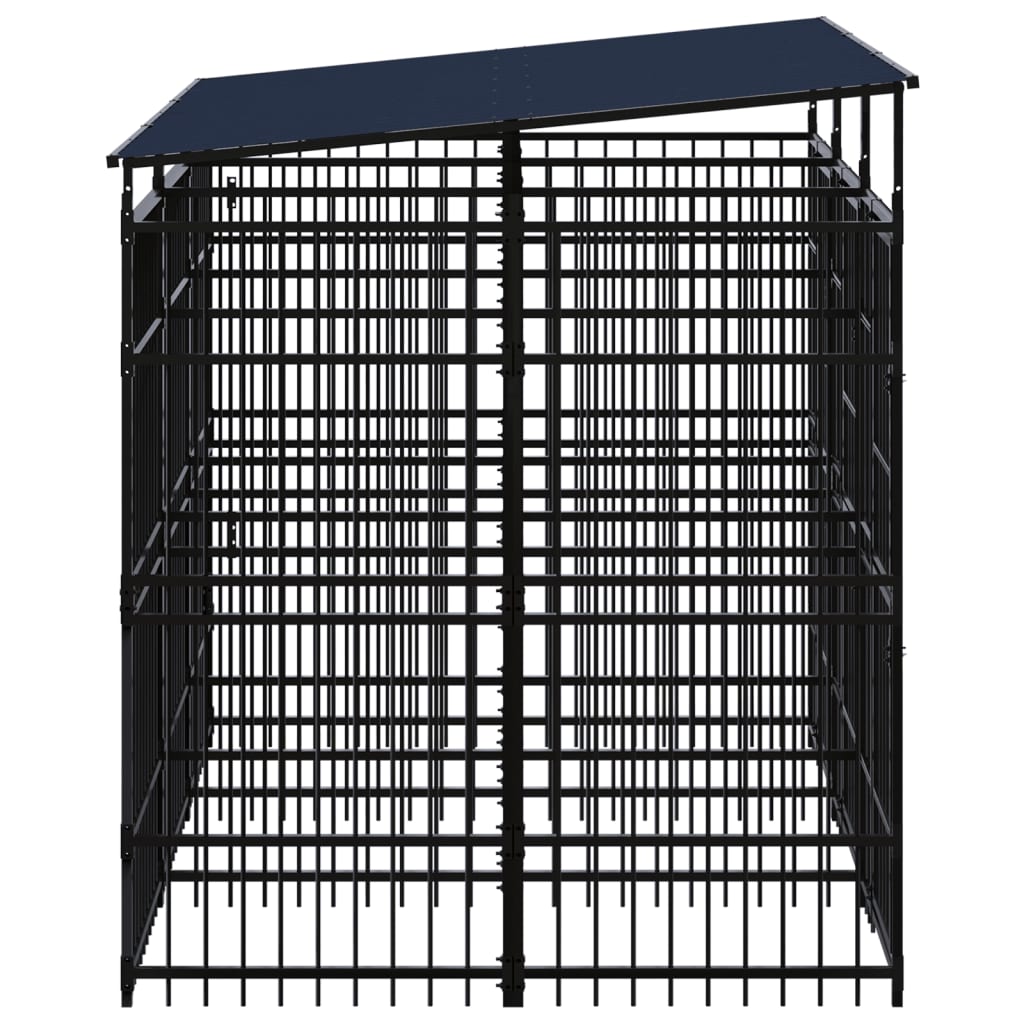 Outdoor Dog Kennel with Roof Steel 5.53 m²