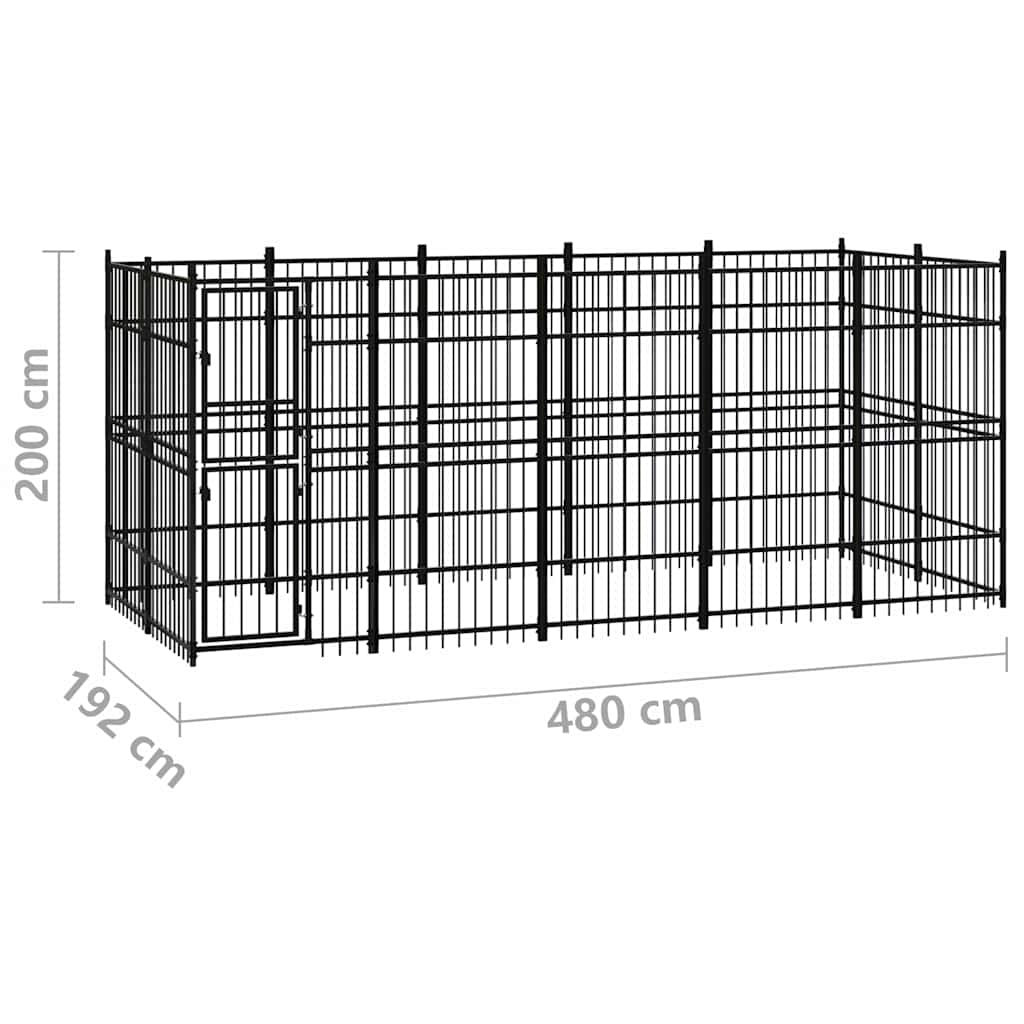 Outdoor Dog Kennel Steel 9,22 m²
