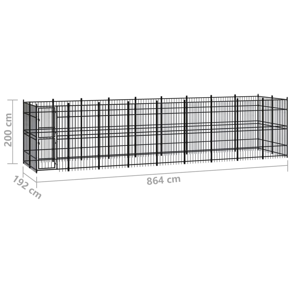 Outdoor Dog Kennel Steel 16.59 m²