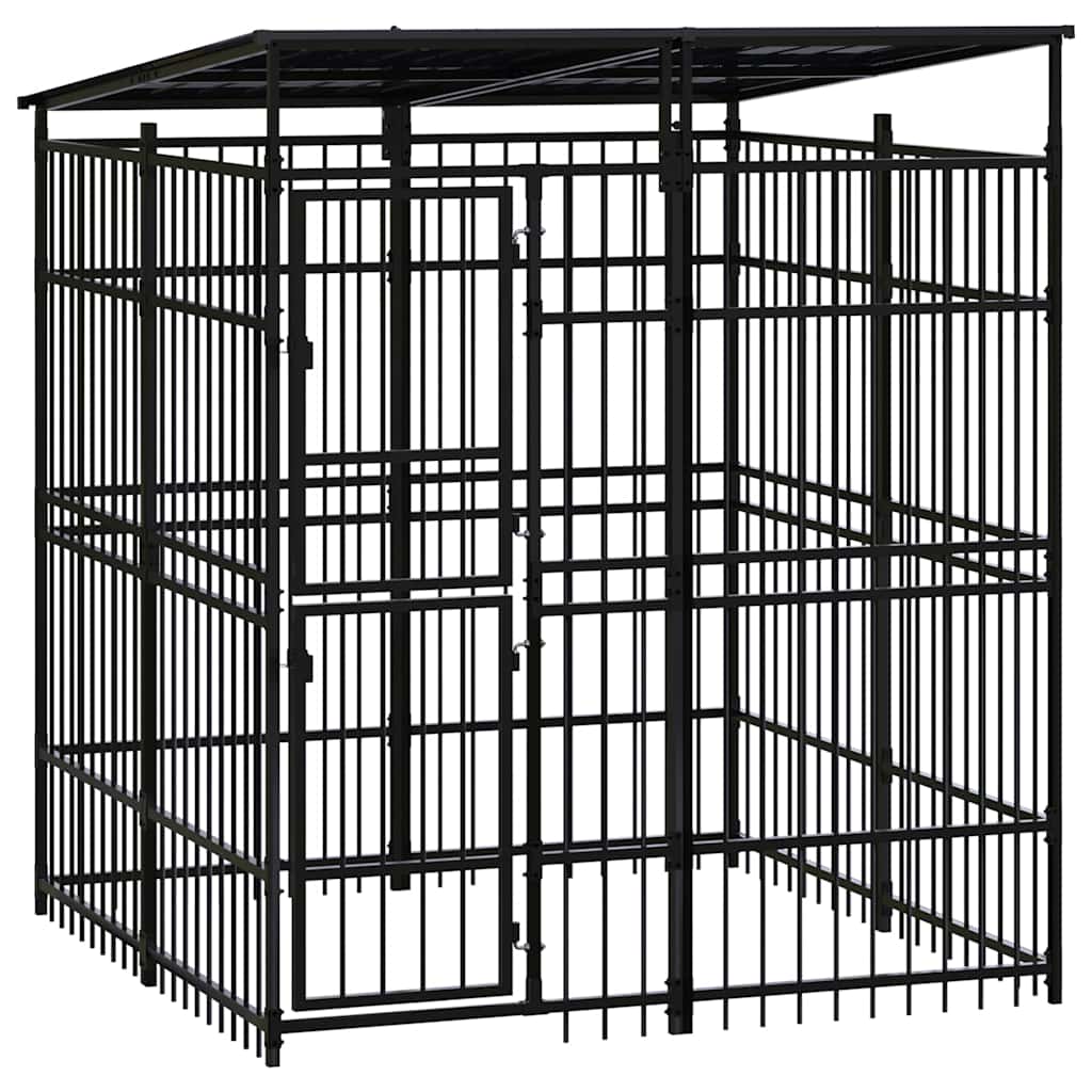 Outdoor Dog Kennel with Roof Steel 3,69 m²
