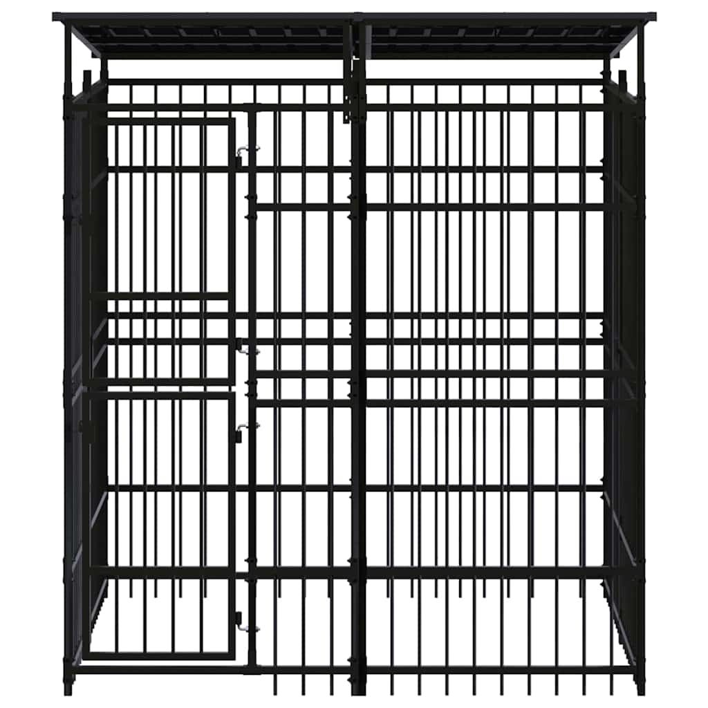 Outdoor Dog Kennel with Roof Steel 3,69 m²
