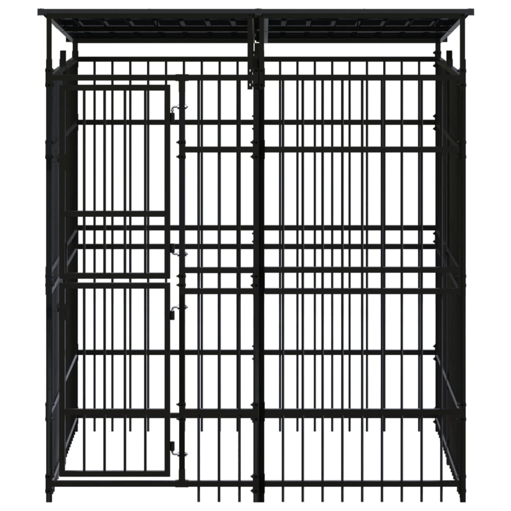 Outdoor Dog Kennel with Roof Steel 3.69 m²