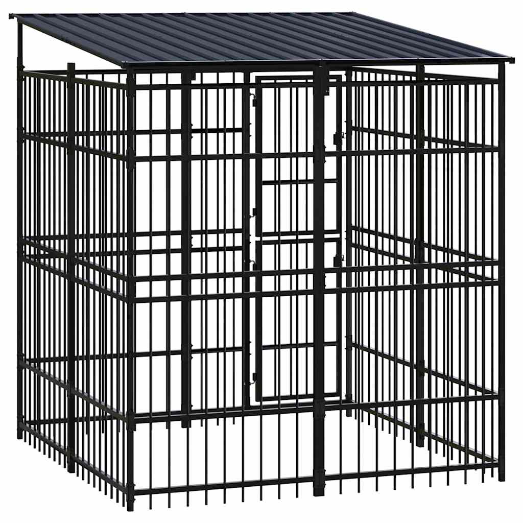 Outdoor Dog Kennel with Roof Steel 3,69 m²