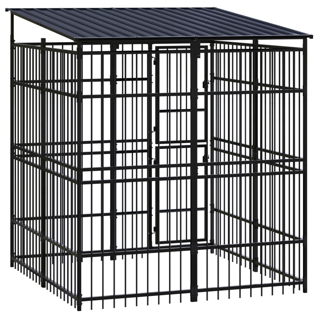 Outdoor Dog Kennel with Roof Steel 3.69 m²