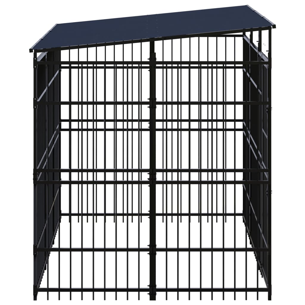 Outdoor Dog Kennel with Roof Steel 5.53 m²
