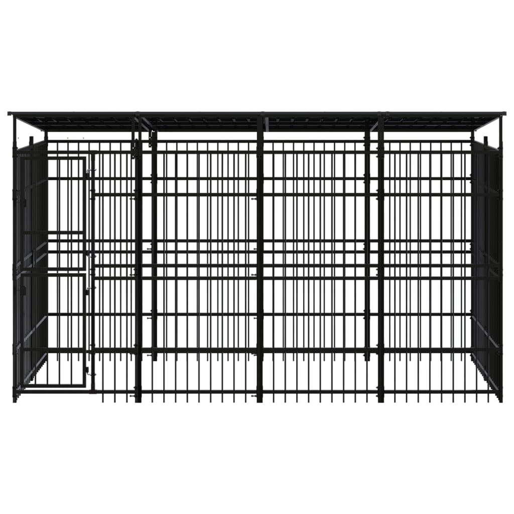 Outdoor Dog Kennel with Roof Steel 7.37 m²