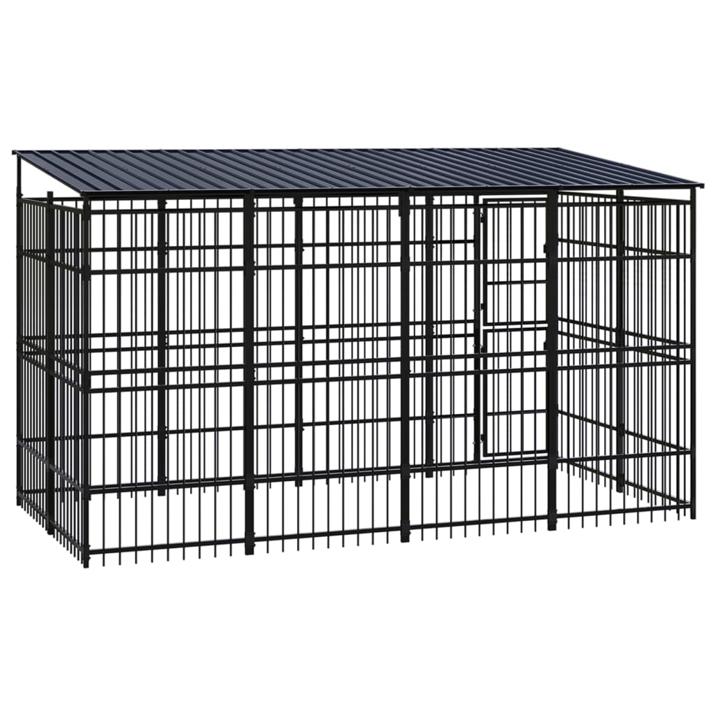 Outdoor Dog Kennel with Roof Steel 7.37 m²